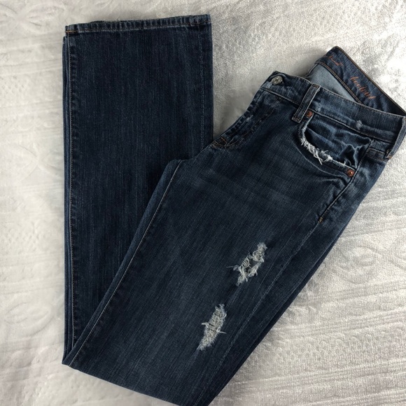 7 FAM Distressed Bootcut Sz 27 medium Wash Jeans - Picture 2 of 8